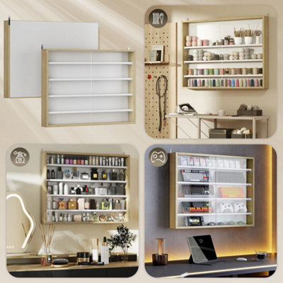 HOMCOM 5-Tier Wall Display Shelf Unit Cabinet w/ Shelves Glass Doors ...