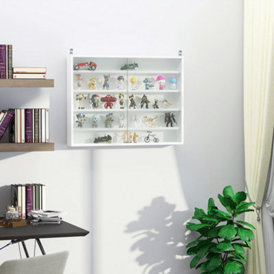 HOMCOM 5-Tier Wall Mount Display Cabinet - Black With Glass Doors & Adjustable Shelves 14 thumbnail image