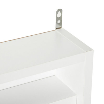 HOMCOM 5-Tier Wall Display Shelf Unit Cabinet w/ Shelves Glass Doors White