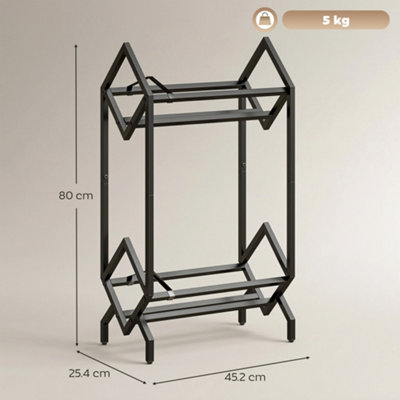 HOMCOM 50 CD Storage Rack, 2-Tier Metal Display Rack for CDs, DVDs, Black