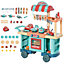 HOMCOM 50 Pcs Kids Kitchen Play set Pretend Trolley Cart Toys for Age 3-6