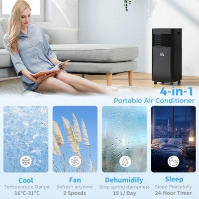 HOMCOM 5000 BTU Portable Air Conditioner 4 Modes LED Display Timer Home Office - 4