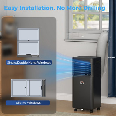 HOMCOM 5000 BTU Portable Air Conditioner 4 Modes LED Display Timer Home Office - 8