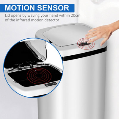 HOMCOM 50L Infrared Automatic Motion Sensor Dustbin Stainless Steel Trash Can