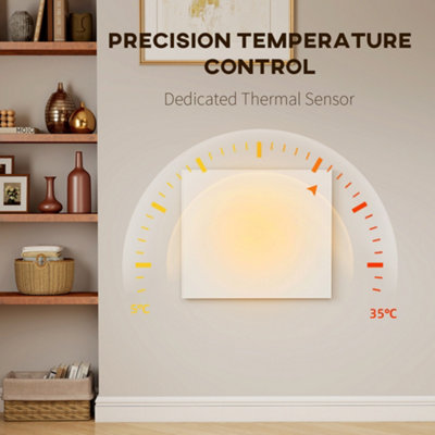 HOMCOM 520W Smart Electric Heater, Wall Far Infrared Panel Radiator, White