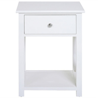 HOMCOM 55cm End Side Table w/ Drawer Shelf Home Storage Furniture White