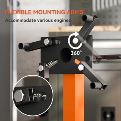 HOMCOM 570 kg Rotating Engine Stand with Adjustable Head, Orange