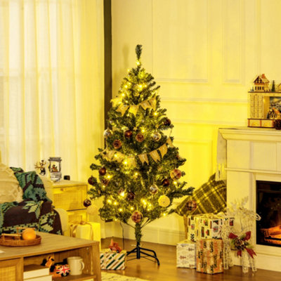HOMCOM 5ft Artificial Christmas Tree with LED Lights, Decoration, Auto Open