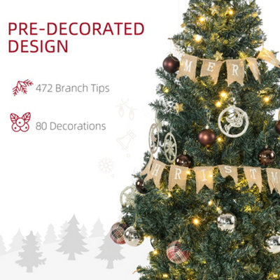 HOMCOM 5ft Artificial Christmas Tree with LED Lights, Decoration, Auto Open