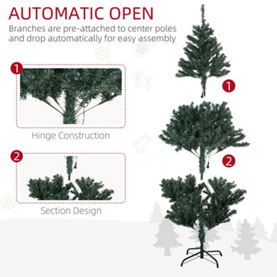 HOMCOM 5ft Artificial Christmas Tree with LED Lights, Decoration, Auto Open