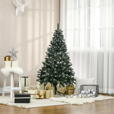 HOMCOM 7ft Artificial Christmas Tree - White Xmas Tree With 1823 Tips, Foldable Feet For Easy Storage
