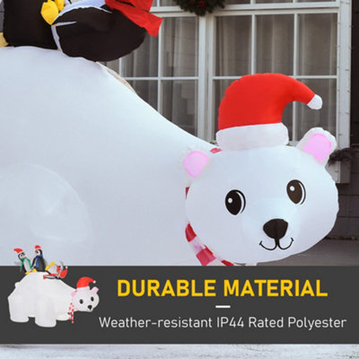 HOMCOM 5ft Christmas Inflatable Polar Bear Penguin Lighted Lawn Garden Decor - 5