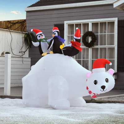 HOMCOM 5ft Christmas Inflatable Polar Bear Penguin Lighted Lawn Garden Decor - 8