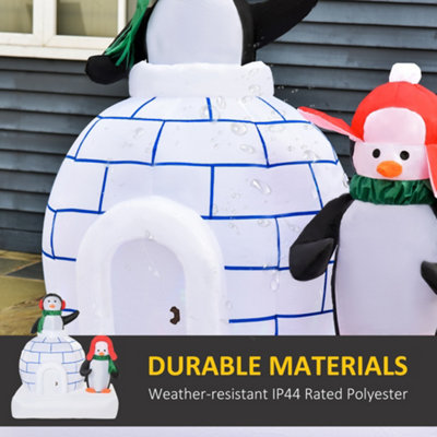 HOMCOM 5ft Christmas Inflatable Two Penguins w/ Ice House for Garden Lawn - 5