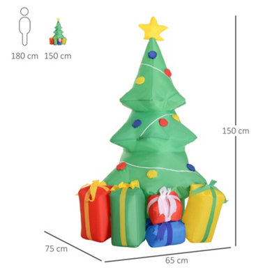 HOMCOM 5FT Inflatable Christmas Tree Xmas Airblown Holiday Decoration Outdoor - 3