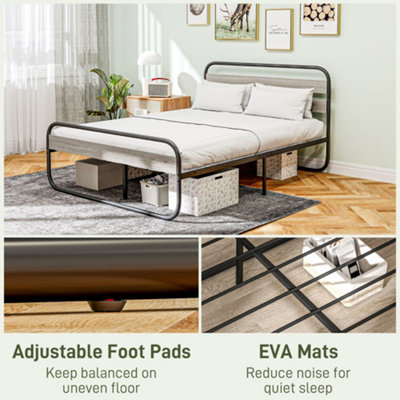 HOMCOM 5ft Metal Platform King Size Bed Frame with Under Bed Storage