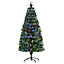 HOMCOM 5FT Multicoloured Artificial Christmas Tree w/ Fibre Optic Lights Pre-Lit Modes Metal Stand Star Holder Home Seasonal