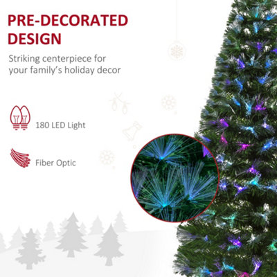 HOMCOM 5FT Multicoloured Artificial Christmas Tree w/ Fibre Optic Lights Pre-Lit Modes Metal Stand Star Holder Home Seasonal - 6