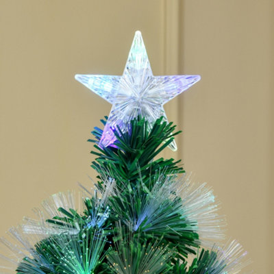 HOMCOM 5FT Multicoloured Artificial Christmas Tree w/ Fibre Optic Lights Pre-Lit Modes Metal Stand Star Holder Home Seasonal - 9