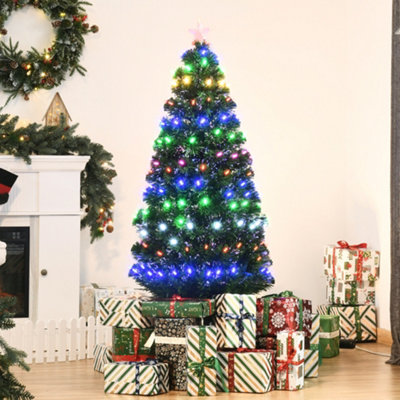 HOMCOM 5FT Pre-Lit Artificial Christmas Tree W/ Lights Star Topper ...