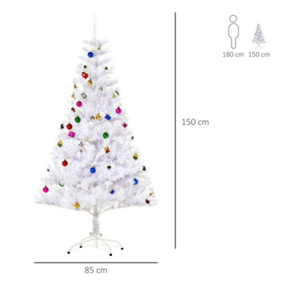 HOMCOM 5ft Snow Artificial Christmas Tree w/ Metal Stand Decorations Home Seasonal Elegant Faux White - 3