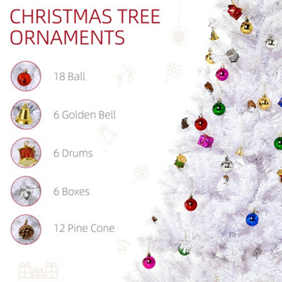 HOMCOM 5ft Snow Artificial Christmas Tree w/ Metal Stand Decorations Home Seasonal Elegant Faux White - 4
