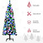HOMCOM 5FT Tall Prelit Pencil Slim Artificial Christmas Tree with Realistic Branches, 250 Colourful LED Lights and 408 Tips