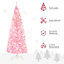 HOMCOM 5FT Tall Prelit Pencil Slim Artificial Christmas Tree with Realistic Branches, 250 Warm White LED Lights and 408 Tips, Pink