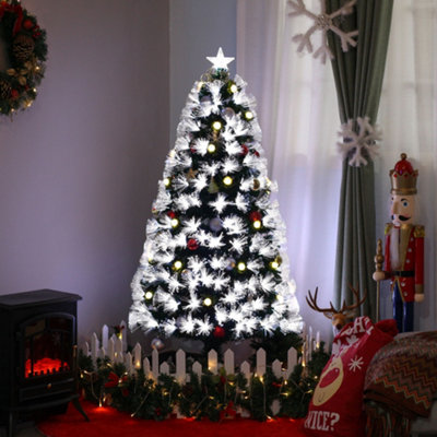 HOMCOM 5ft White Light Artificial Christmas Tree w/ 180 LEDs Star ...