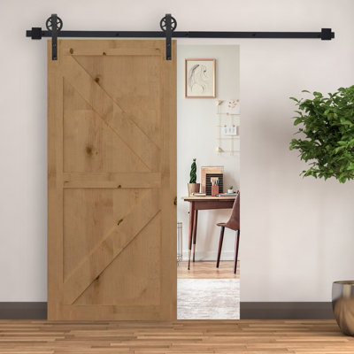 HOMCOM 6.6ft Sliding Wood Barn Door Hardware Kits Track Industrial Style A Set