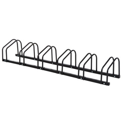 HOMCOM 6 Bike Parking Rack Locking Storage Stand Holder Floor Wall Mount Black