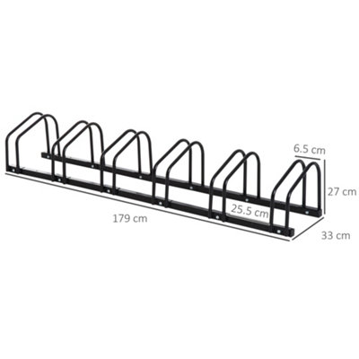 HOMCOM 6 Bike Parking Rack Locking Storage Stand Holder Floor Wall Mount Black - 3