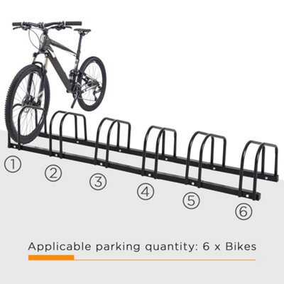 HOMCOM 6 Bike Parking Rack Locking Storage Stand Holder Floor Wall Mount Black - 4