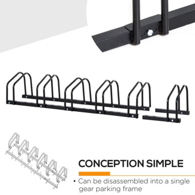 HOMCOM 6 Bike Parking Rack Locking Storage Stand Holder Floor Wall Mount Black - 5