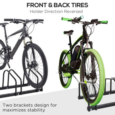 HOMCOM 6 Bike Parking Rack Locking Storage Stand Holder Floor Wall Mount Black - 6