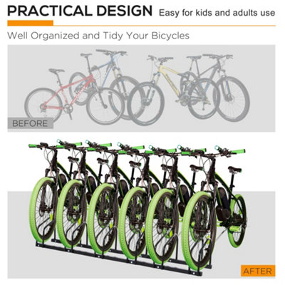 HOMCOM 6 Bike Parking Rack Locking Storage Stand Holder Floor Wall Mount Black - 7