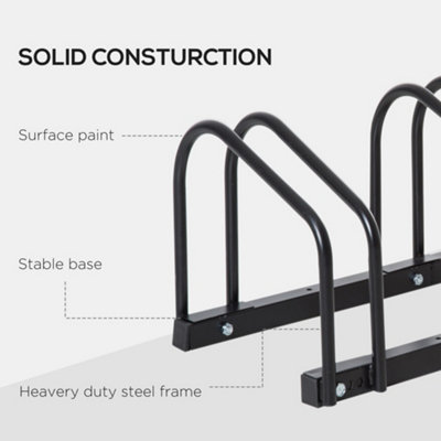 HOMCOM 6 Bike Parking Rack Locking Storage Stand Holder Floor Wall Mount Black - 8