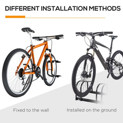 HOMCOM 6 Bike Parking Rack Locking Storage Stand Holder Floor Wall Mount Black - 9
