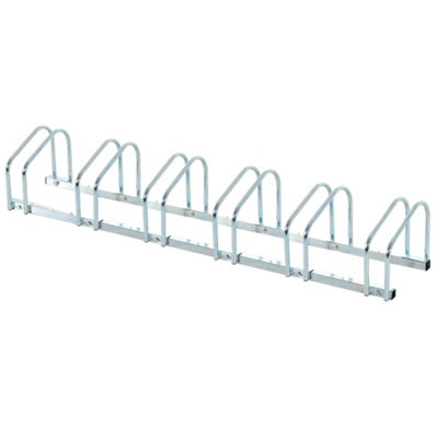 HOMCOM 6 Bike Parking Rack Locking Storage Stand Holder Floor Wall Mount Silver