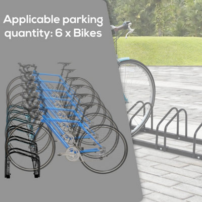 HOMCOM 6 Bike Parking Rack Locking Storage Stand Holder Floor Wall ...