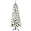 HOMCOM 6 Feet Prelit Artificial Snow Flocked Christmas Tree with Warm White LED Light, Holiday Home Xmas Decoration, Green White