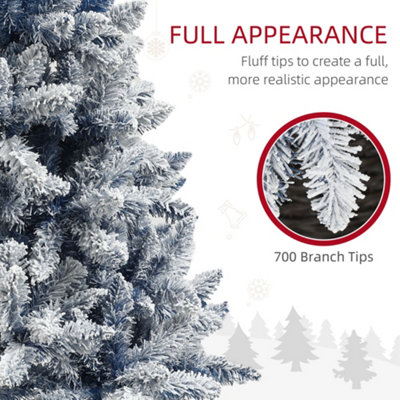 HOMCOM 6 Foot Artificial Blue Snow Flocked Christmas Tree with Hinged Branches - 5