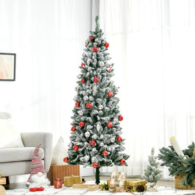 HOMCOM 6 Ft Snow Flocked Artificial Christmas Tree with Pencil Shape, Green Price Comparisons | Compare The Build