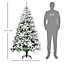 HOMCOM 6 Ft Snow Flocked Artificial Christmas Tree Xmas Pine Tree with Realistic Branches, Auto Open and Steel Base, Green
