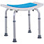 HOMCOM 6-Level Height Adjustable Aluminium Bath Room Stool Chair Shower Non-Slip Design w/ Padded Seat Drainage Holes Foot Pad