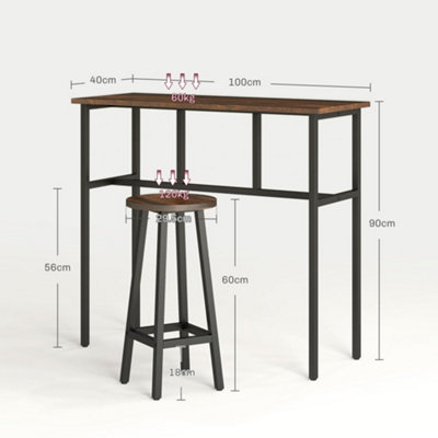 HOMCOM 6-Piece Industrial Bar Table Set, 2 Kitchen Tables with 4 Stools, Brown