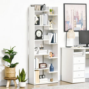 HOMCOM 6-Tier Bookshelf Freestanding Decorative Storage Shelves for Home White