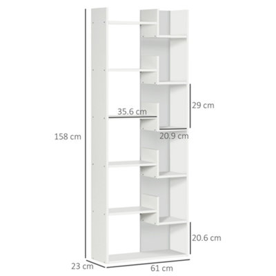 HOMCOM 6 Tier Bookshelf, Freestanding Bookcase with Adjustable Shelves, Black
