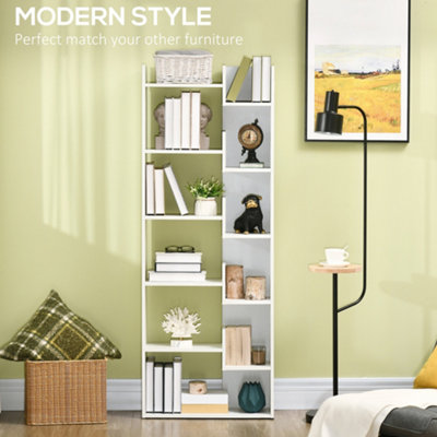 HOMCOM 6-Tier Bookshelf Freestanding Decorative Storage Shelves for Home White