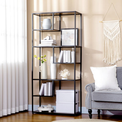 HOMCOM 6 Tier Storage Shelves, Free Standing Book Shelf for Study, Living Room